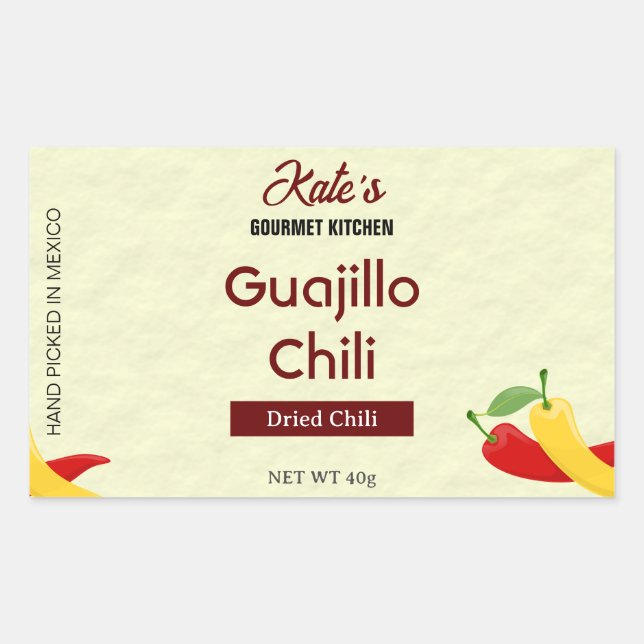 Adesivo Retangular Vinheta Personalizada De Produto Pimenta Guajillo (Frente)