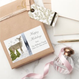 Adesivo Retangular Vinheta Personalizada de Saudação de Feriados Feli