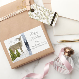 Adesivo Retangular Vinheta Personalizada de Saudação de Feriados Feli