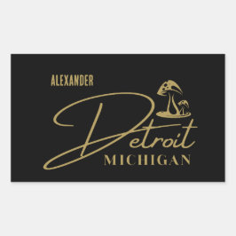 Adesivo Retangular Vinheta personalizável do banheiro do Ouro Detroit