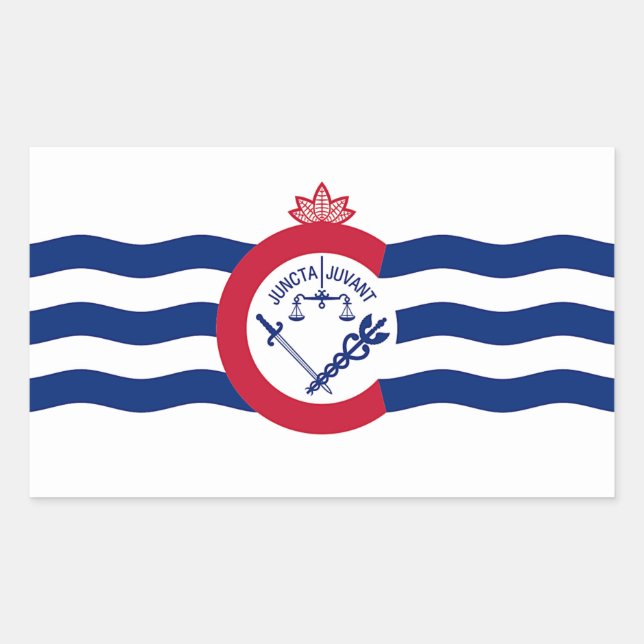 Adesivo Retangular Vinheta retangular com bandeira de Cincinnati, EUA (Frente)