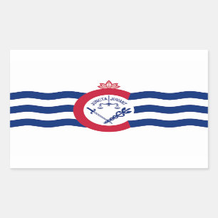 Adesivo Retangular Vinheta retangular com bandeira de Cincinnati, EUA