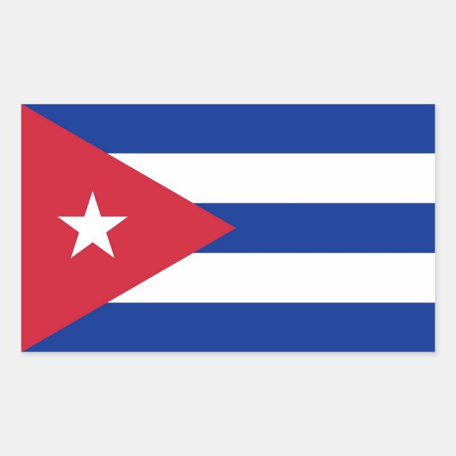 Adesivo Retangular Vinheta retangular com bandeira de Cuba (Frente)