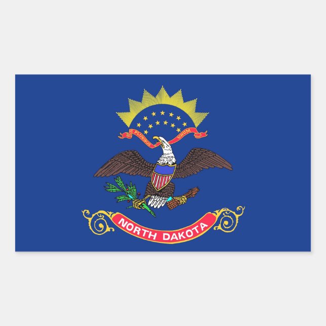 Adesivo Retangular Vinheta retangular com bandeira de Dacota do Norte (Frente)