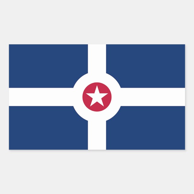Adesivo Retangular Vinheta retangular com bandeira de Indianapolis, E (Frente)