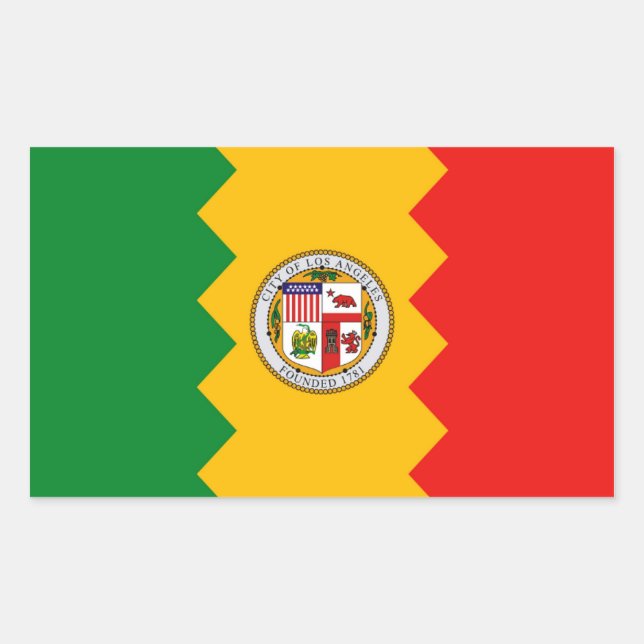 Adesivo Retangular Vinheta retangular com bandeira de Los Angeles (Frente)