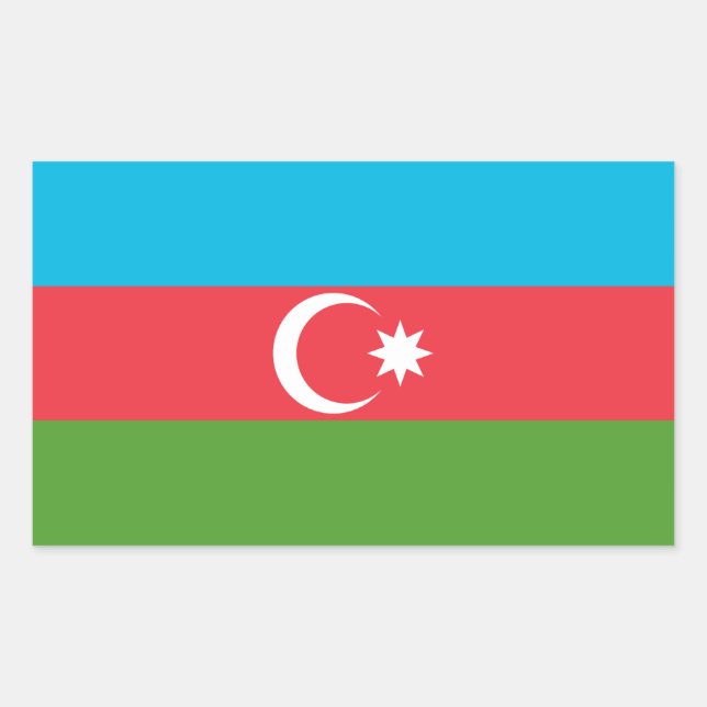 Adesivo Retangular Vinheta retangular com bandeira do Azerbaijão (Frente)