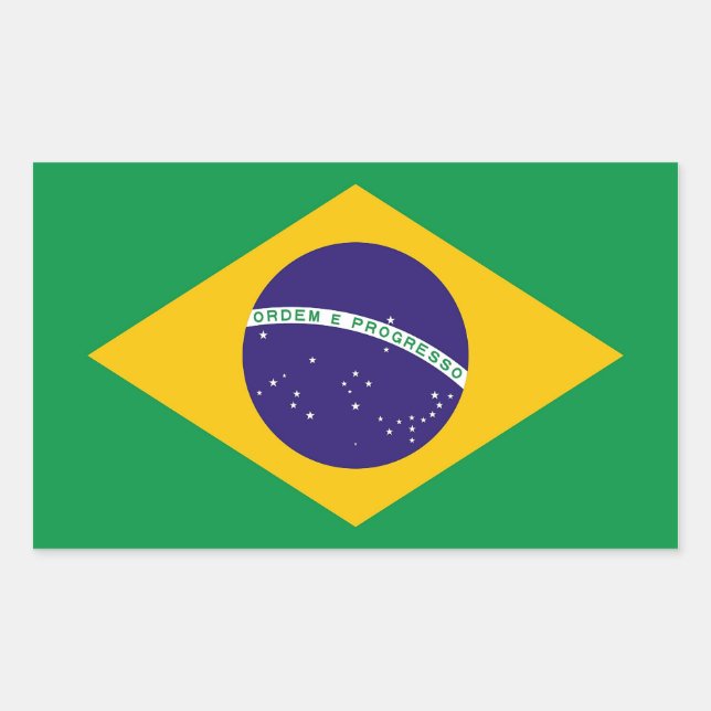 Adesivo Retangular Vinheta retangular com bandeira do Brasil (Frente)