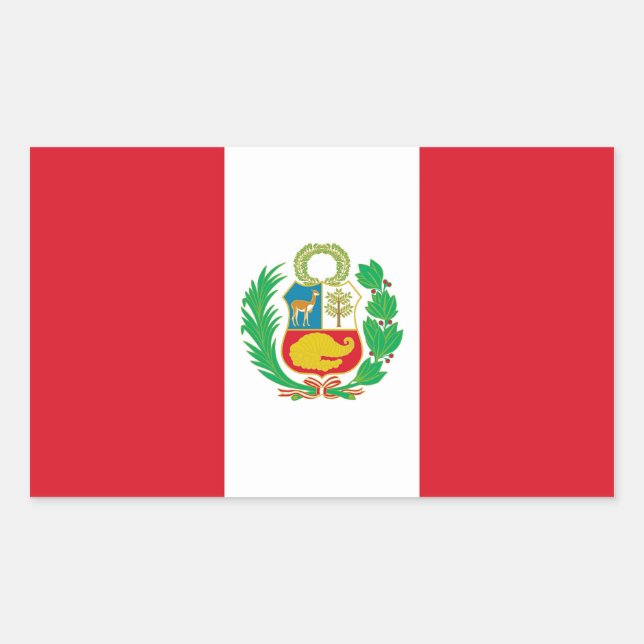 Adesivo Retangular Vinheta retangular com bandeira do Peru (Frente)