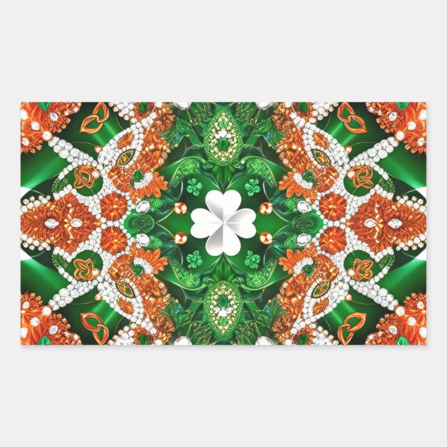 Adesivo Retangular Vinheta retangular com cores irlandesas (Frente)