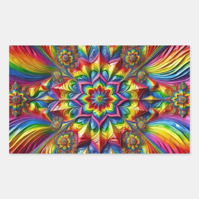 Adesivo Retangular Vinheta retangular com cores LGBTQ (Frente)