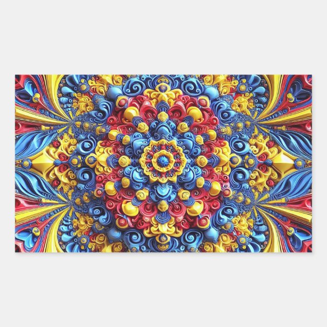 Adesivo Retangular Vinheta retangular com cores romenas (Frente)