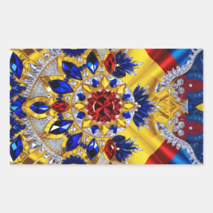 Adesivo Retangular Vinheta retangular com cores romenas