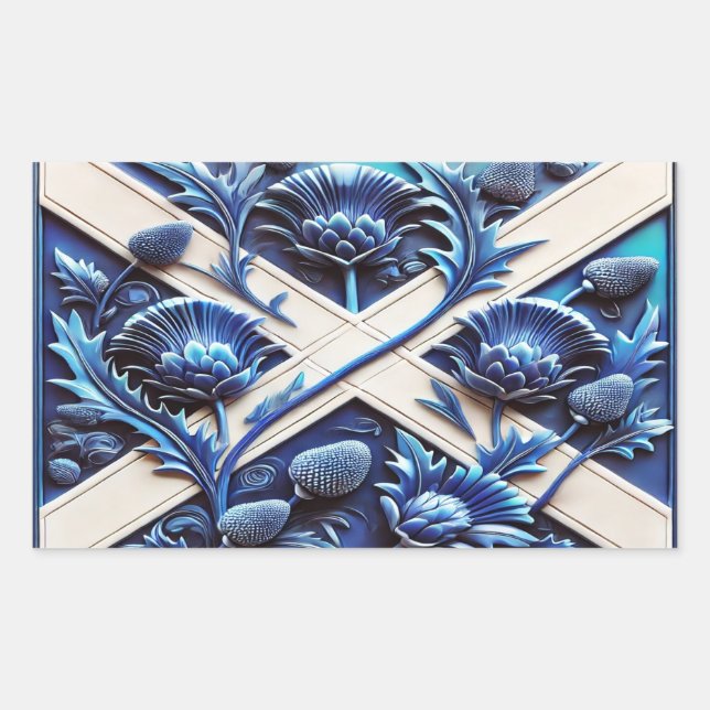 Adesivo Retangular Vinheta retangular com palitos escoceses (Frente)