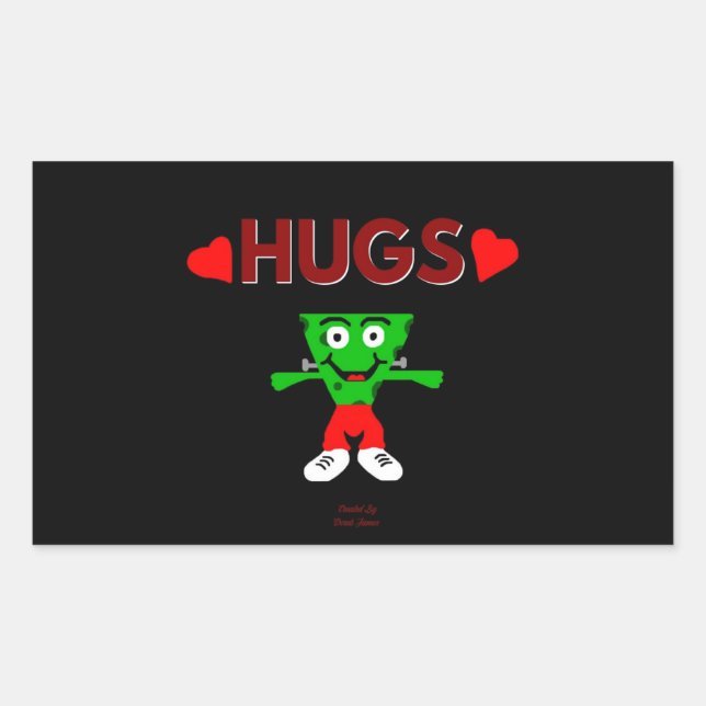 Adesivo Retangular Vinheta Retangular de Abraços de FrankenQueijo (Frente)