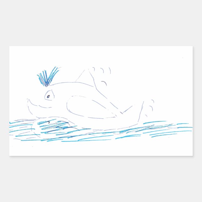 Adesivo Retangular Vinheta retangular de baleia de parede (Frente)