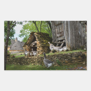 Adesivo Retangular Vinheta retangular de fazenda do foie gras tradici