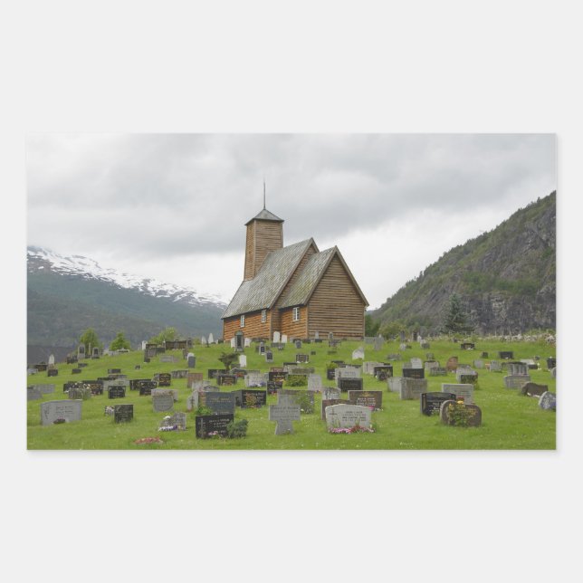 Adesivo Retangular Vinheta retangular de igreja salgada na Noruega (Frente)