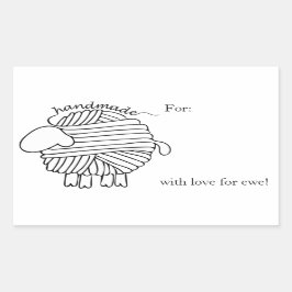 Adesivo Retangular Vinheta retangular de ovelha de "fabrico manual po