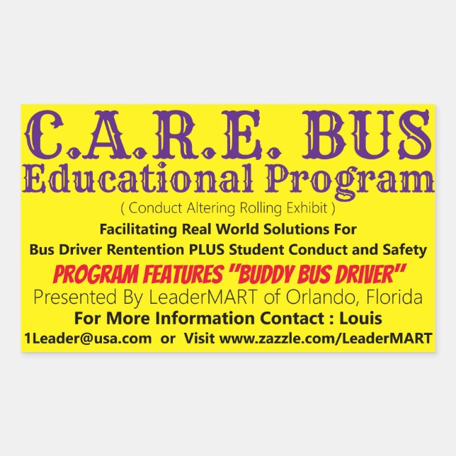 Adesivo Retangular Vinheta retangular do programa educacional BUS C.A (Frente)