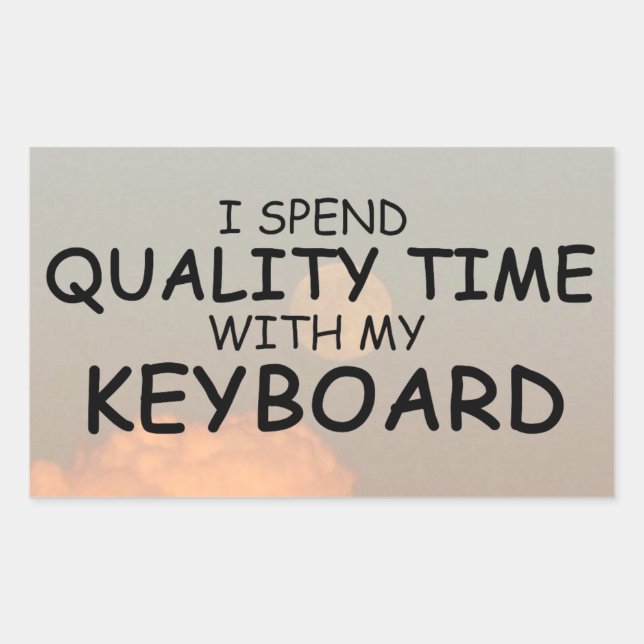 Adesivo Retangular Vinheta retangular do teclado de tempo de qualidad (Frente)