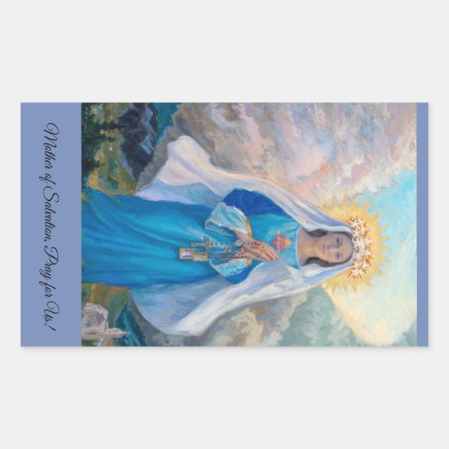 Adesivo Retangular Vinheta retangular Mãe de Salvação (Frente)