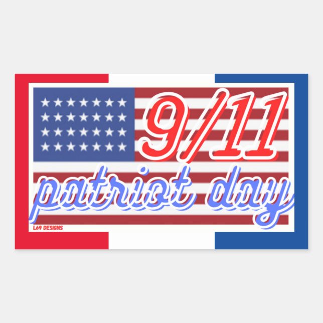 Adesivo Retangular vinheta retangular "PATRIOT DAY" (Frente)