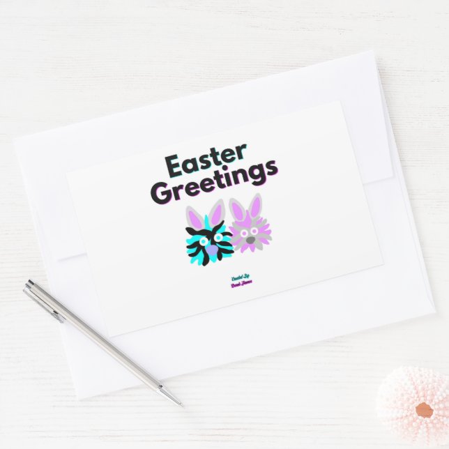 Adesivo Retangular Vinheta Retângulo de Felpudos Coelhinhos (Envelope)