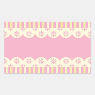 Adesivo Retangular Vinheta Retângulo de Fundo Eyelet Rosa