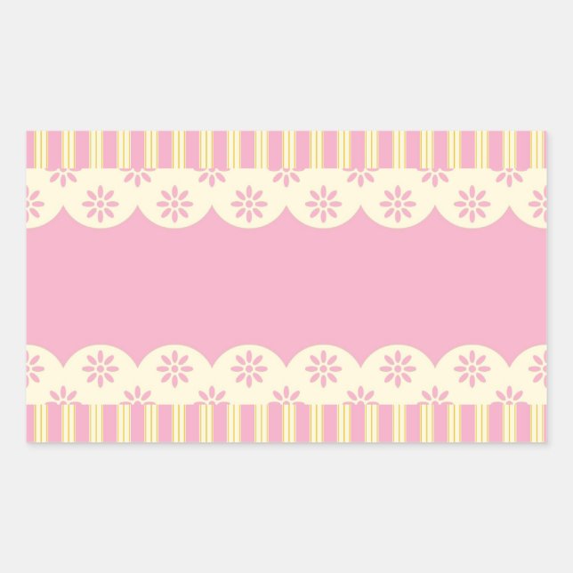 Adesivo Retangular Vinheta Retângulo de Fundo Eyelet Rosa (Frente)
