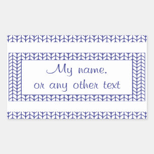 Adesivo Retangular Vinheta Retângulo KNIT de LINHA AZUL + Texto