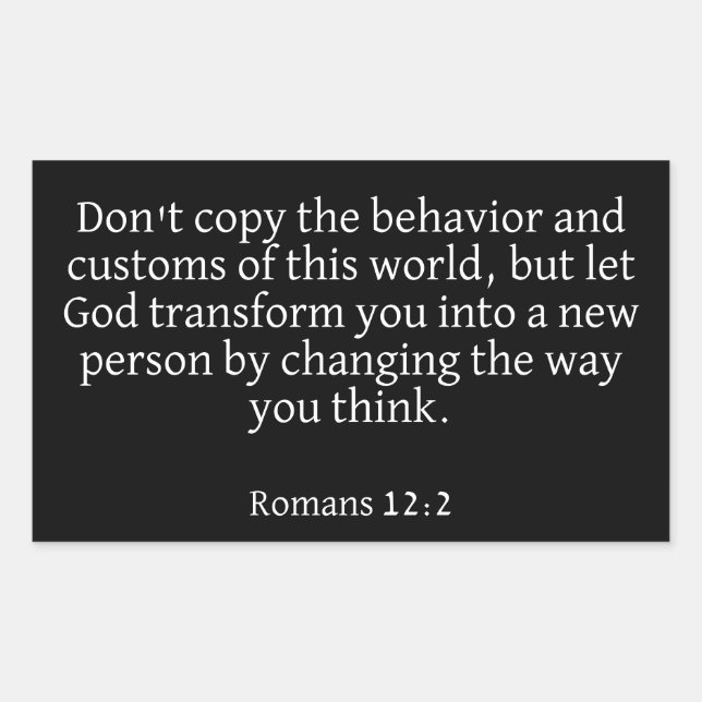 Adesivo Retangular Vinheta Romans 12:2 (Frente)
