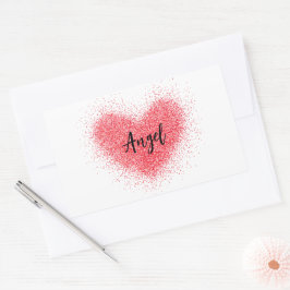 Adesivo Retangular Vinheta, Rótulo - Coração Vermelho