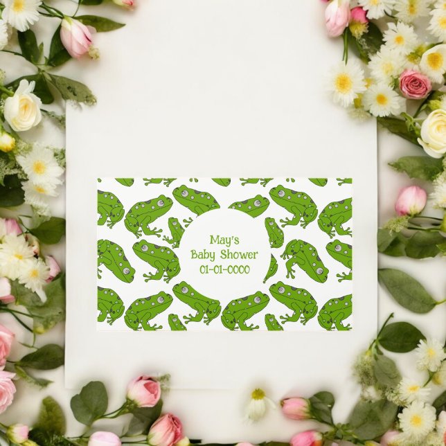 Adesivo Retangular Vinheta Sapo Verde (Frog Baby Shower party theme sticker,birthday party sticker,gift pack,envelope,return gift sticker)