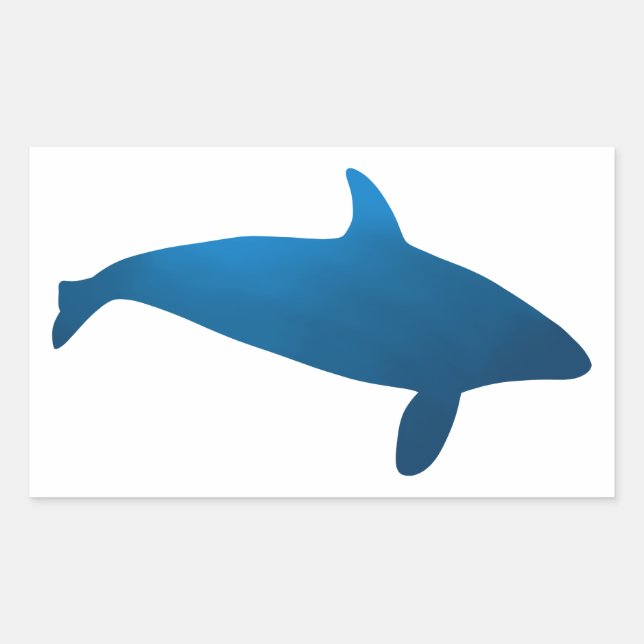 Adesivo Retangular Vinheta Silhueta Orca do Mar Profundo (Frente)