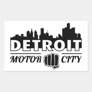 Adesivo Retangular Vinheta Skyline da Cidade do Motor da Detroit