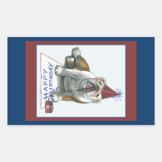 Adesivo Retangular Vinhetas de Aniversário do Cão-Touro