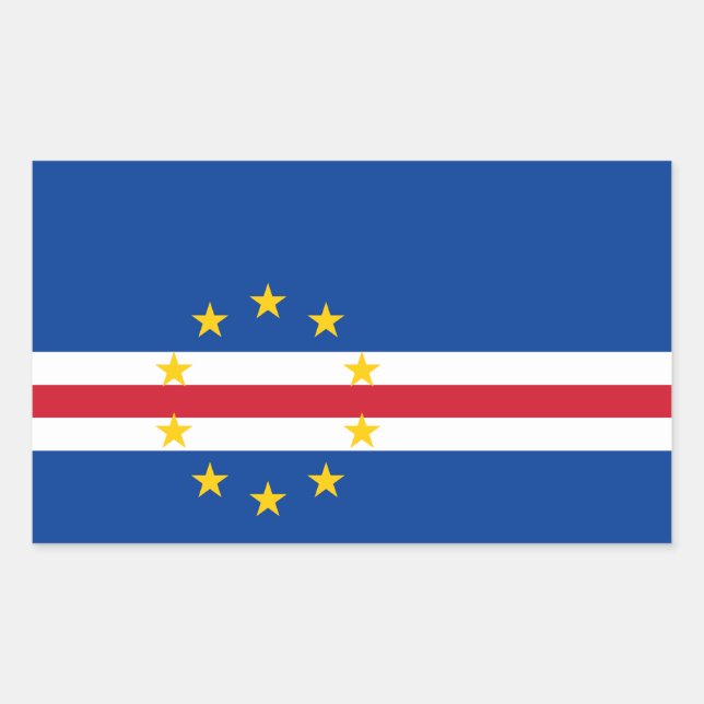 Adesivo Retangular Vinhetas de bandeira cabo-verdiana (Frente)