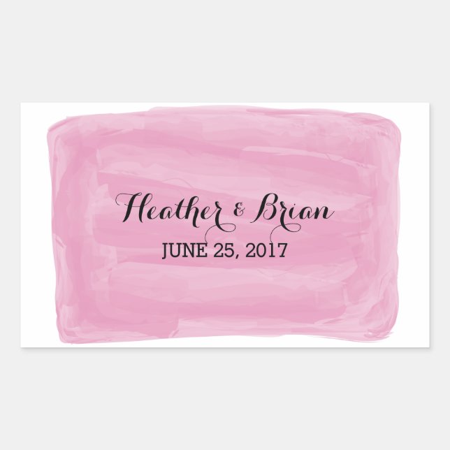Adesivo Retangular Vinhetas de Casamento com Aquarela Rosa (Frente)