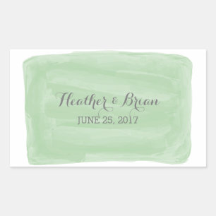 Adesivo Retangular Vinhetas de Casamento de Aquarela Verde