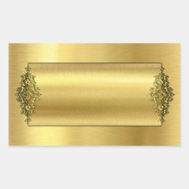 Adesivo Retangular Vinhetas de Casamento Elegante, Dourado