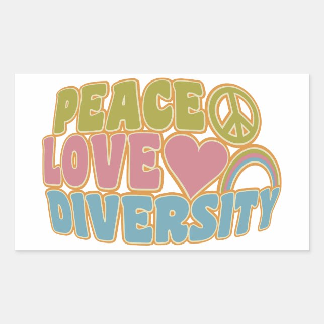 Adesivo Retangular Vinhetas de diVERSIDADE de amor pela PAZ (Frente)