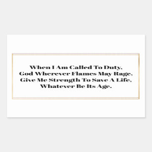 Adesivo Retangular Vinhetas de oração de bombeiros