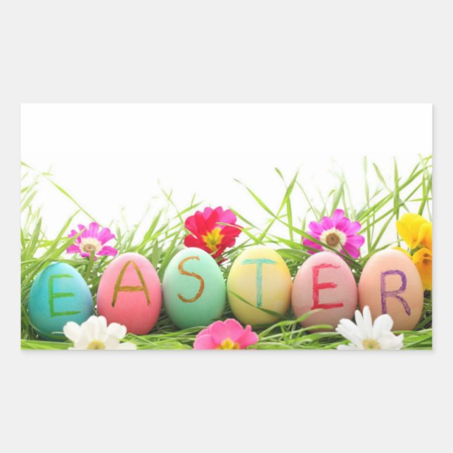 Adesivo Retangular Vinhetas de Ovos de Páscoa (Frente)