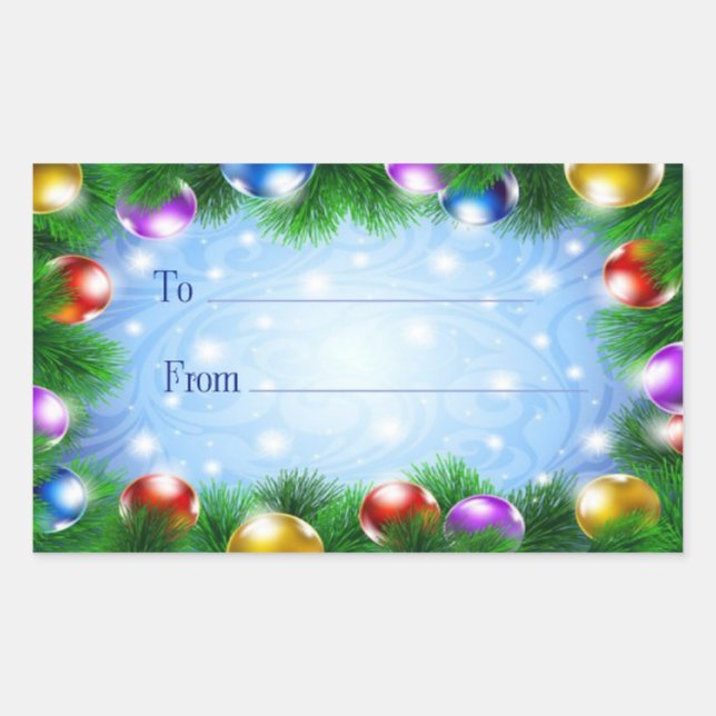 Adesivo Retangular Vinhetas de presentes de Natal (Frente)