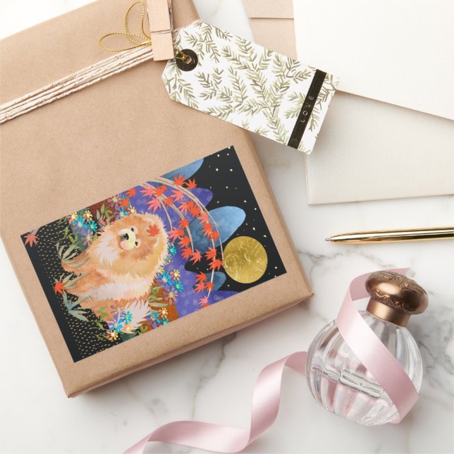 Adesivo Retangular vinhetas de retângulo de Chow ORIGAMI AUTUMN (Presentear)