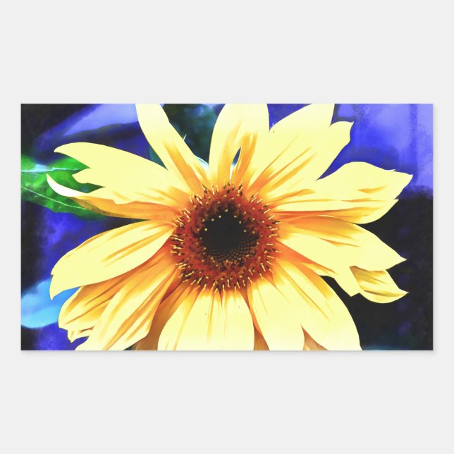 Adesivo Retangular Vinhetas de Retângulo de Girassol (Frente)