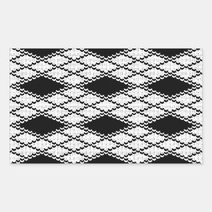 Adesivo Retangular Vinhetas de retângulo do KNIT ARGYLE PRETO