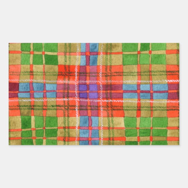 Adesivo Retangular Vinhetas de retângulo MAC RAE TARTAN (Frente)