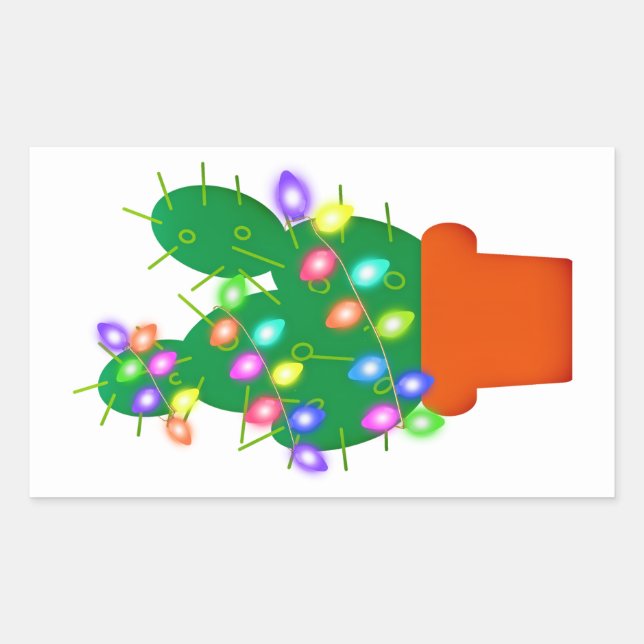 Adesivo Retangular Vinhetas do Cactus de Natal (Frente)